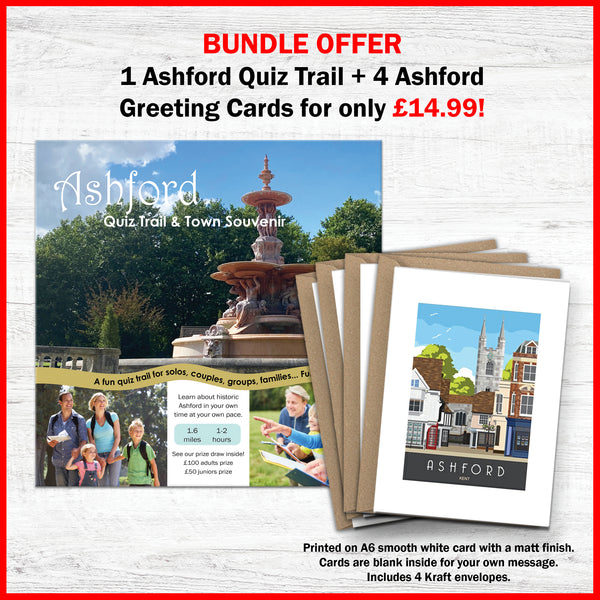 Load image into Gallery viewer, BUNDLE OFFER 1 Ashford Quiz Trail + 4 Ashford Greeting Cards for only £14.99!
