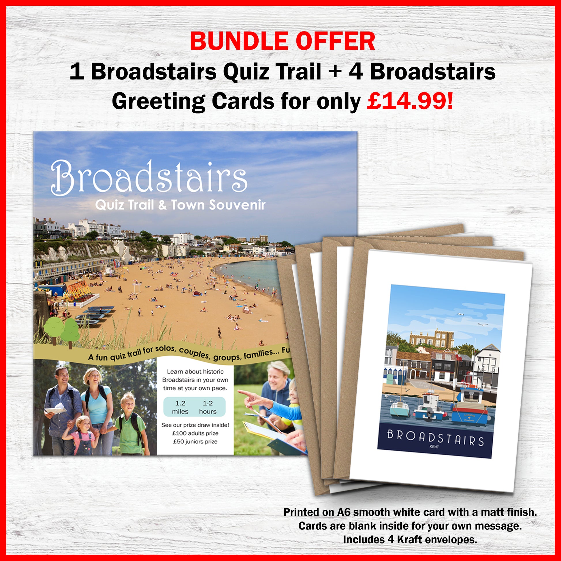 BUNDLE OFFER 1 Broadstairs Quiz Trail + 4 Broadstairs Greeting Cards for only £14.99!