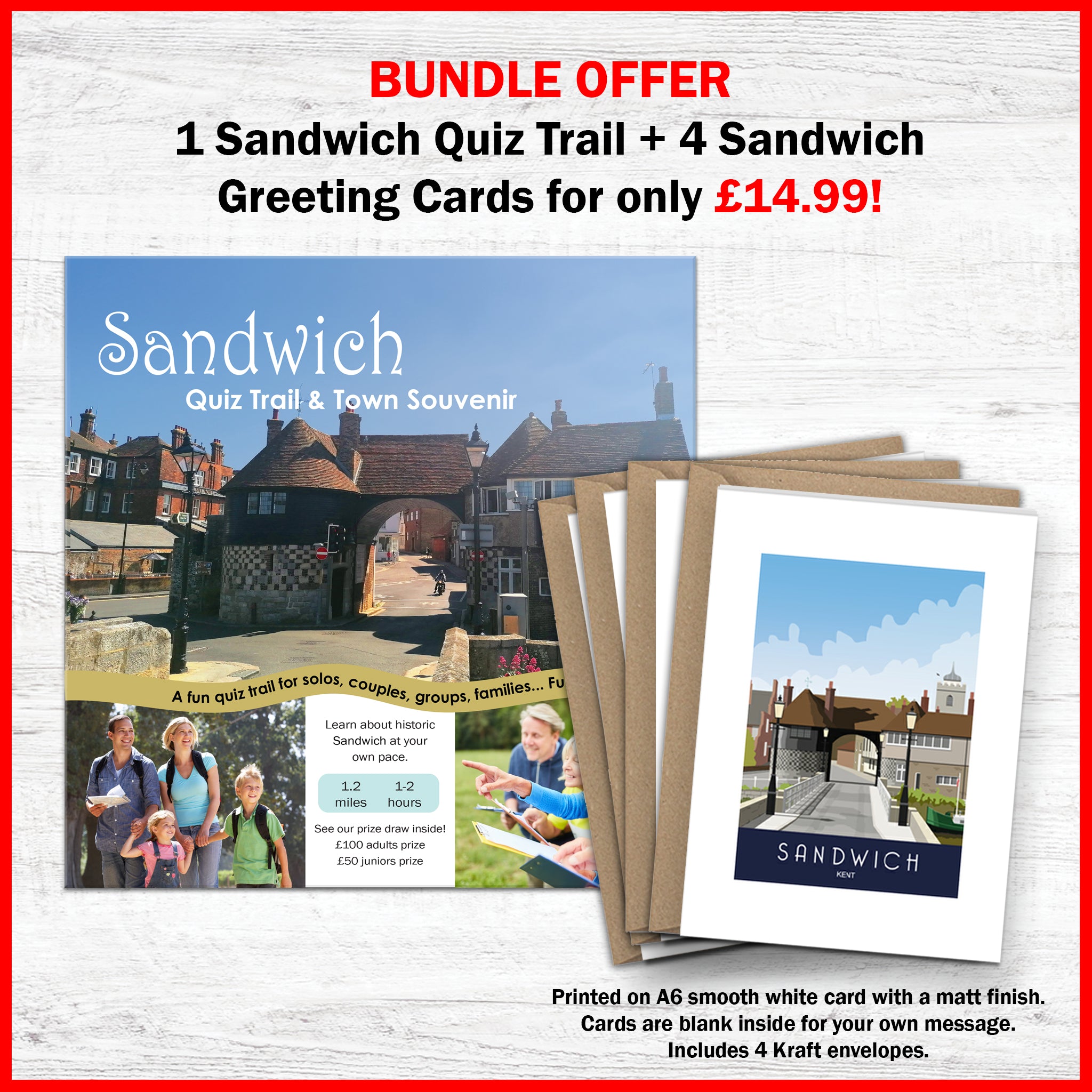 BUNDLE OFFER 1 Sandwich Quiz Trail + 4 Sandwich Greeting Cards for only £14.99!